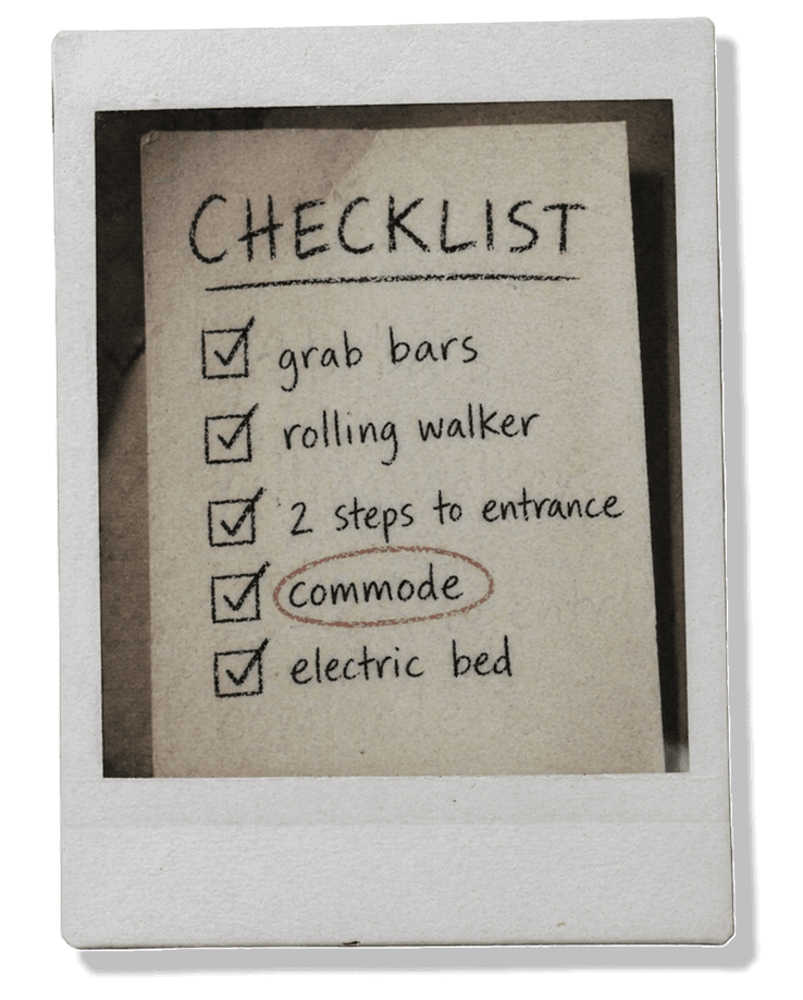 Discharge checklist polaroid